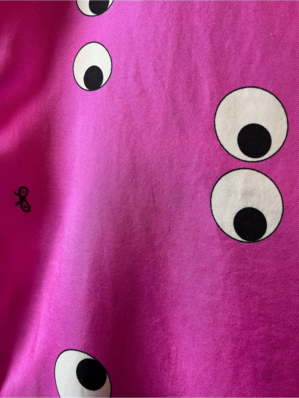 Anya Hindmarch 100% Silk Eyes Scarf Pink 33x34 Designer Neck Scarf Wrap - Picture 6 of 7